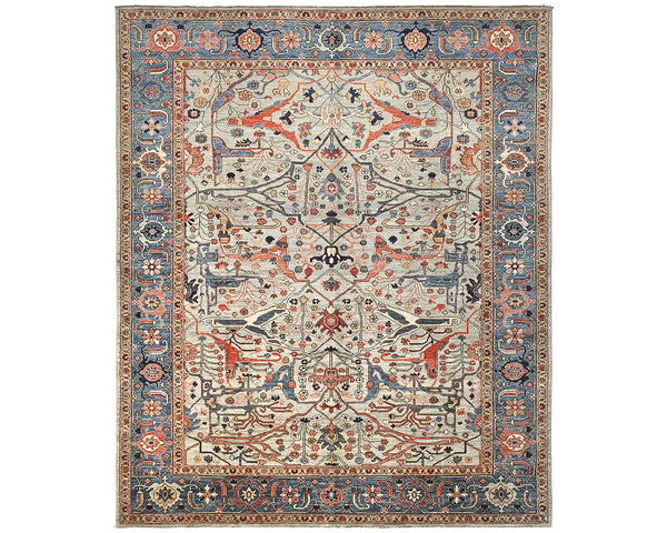 9x12 Gray Blue Aryana Afghan Hand Knotted Veg Dye Wool Area Rug
